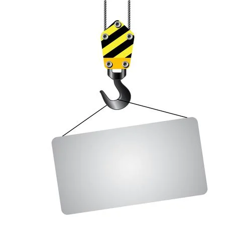 Crane hooks with empty board on white background Stock Illustration