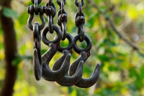 Crane hooks for lifting goods Stock Photos