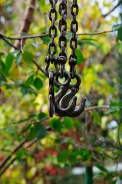 Crane hooks for lifting goods Stock Photos