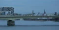 Crane Houses Modern Tramway Crossing Bridge Rush Hour Cologne Dusk Evening Night 4k or 4k+ Resolution