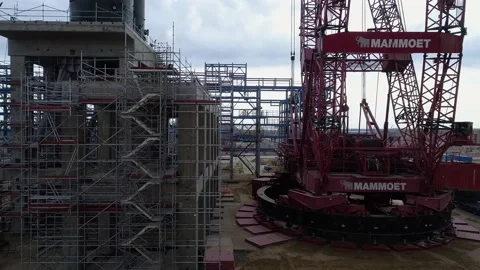 Crane at huge metal structures Stock Footage 138225449