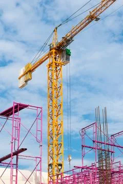 Crane isolate on blue sky Stock Photos