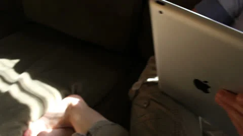 Crane / jib move on woamn using an ipad. Video stock 22566225