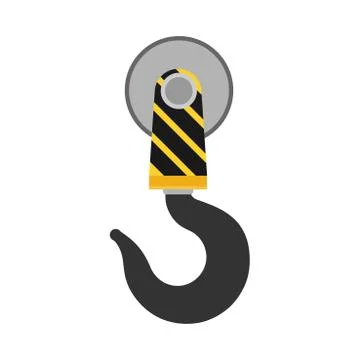 Crane lift hook vector icon construction industril equipment. Heavy engineeri Stock Illustration