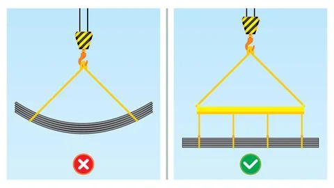Crane lift the material using the spreader bar Stock Illustration