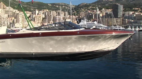 Crane lifting boat Stock Footage 32042867