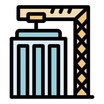 Crane lifting building materials during construction project Ilustración de archivo