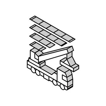 Crane lifting building materials isometric icon vector illustration Ilustración de archivo