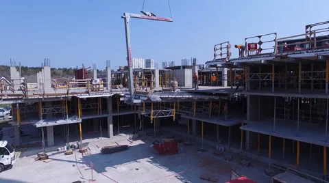 Crane lifting formwork structure  Stock Footage 64129172