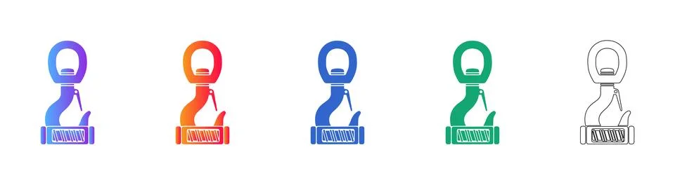 Crane Lifting Hook Icon Set Stock Illustration