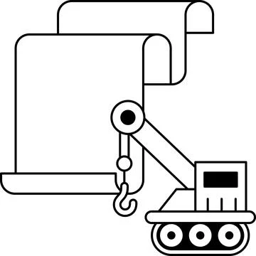 A crane is lifting a large piece of paper Ilustración de archivo