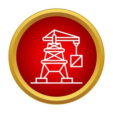 Crane lifting load on construction site icon Ilustración de archivo