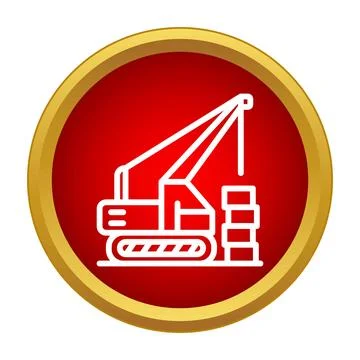 Crane lifting materials at construction site icon Illustrazione stock