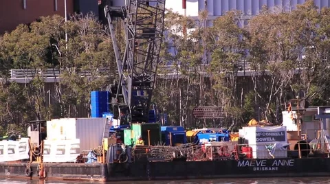 Crane lifting steel  Stock Footage 40027770