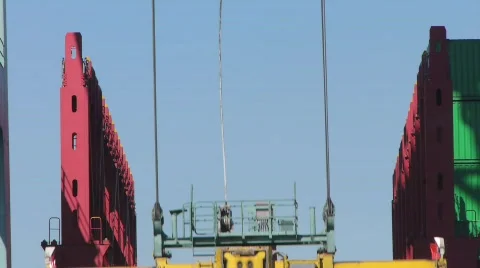 Crane Lifting Storage Container at Port Stock Footage 839582