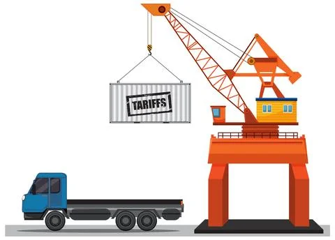 Crane Lifting Tariff Container Illustration Stock Illustration
