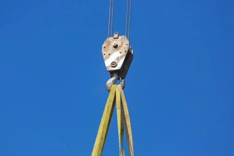 Crane is lifting,crane hook pulling Foto stock