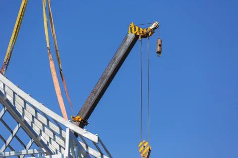 Crane is lifting,crane hook pulling Stock Photos