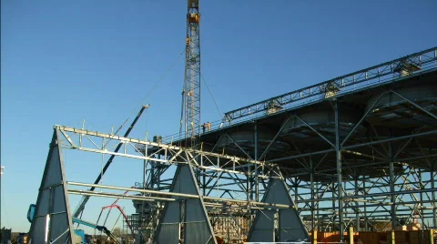 Crane lifts a frame Stock Footage 299356