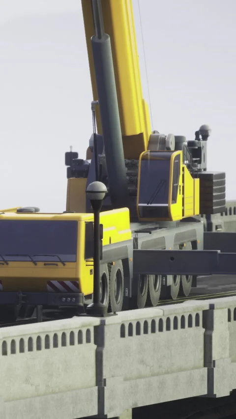 Crane lifts heavy materials during construction in an urban area Stock Footage 334170964