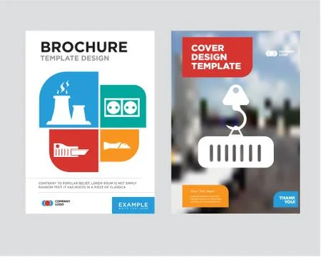 Crane with load brochure flyer design template Stock Illustration