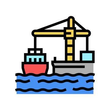 Crane loader port machine color icon vector illustration Stock Illustration