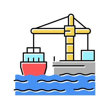 Crane loader port machine color icon vector illustration Stock Illustration