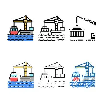 Crane loader port machine color icon vector clean Stock Illustration