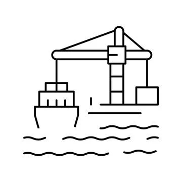 Crane loader port machine line icon vector illustration Stock Illustration