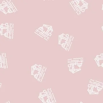 Crane loader port machine line seamless pattern Stock Illustration
