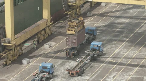 Crane Loading Containers In A Freight Truck Stock Footage 65329794