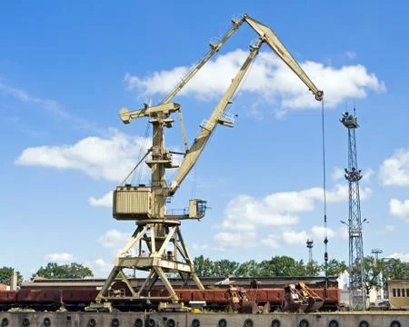 Crane at loading dock Stock Photos