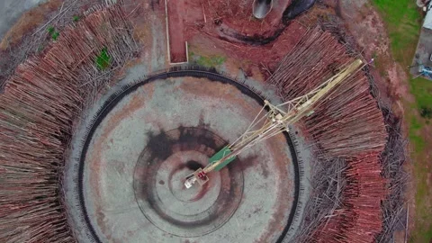 Crane for log sorting. Forestry and Lumber Processing, Industrial Stock Footage 257443188