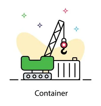 Crane machine icon in flat design Stock Illustration