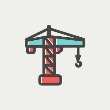 Crane machine thin line icon Stock Illustration