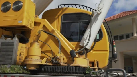 Crane machine truck operating Stock Footage 91644700