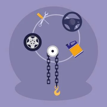 Crane mechanic workshop icon Stock Illustration