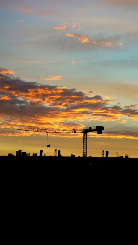 Crane in motion at dawn Stock Footage 261730785