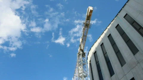 Crane moves in blue sky Stock Footage 704837