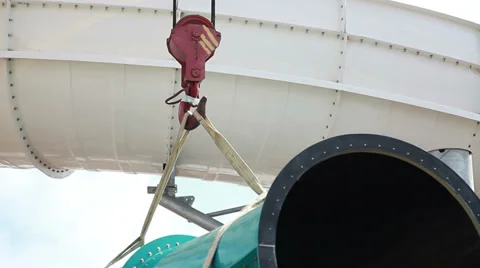 Crane moves a section of a water slide Stock Footage 37174097