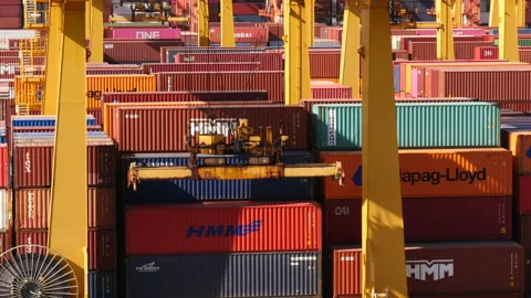 Crane moving cargo container at Sinhangman Port 库存影片 163997361