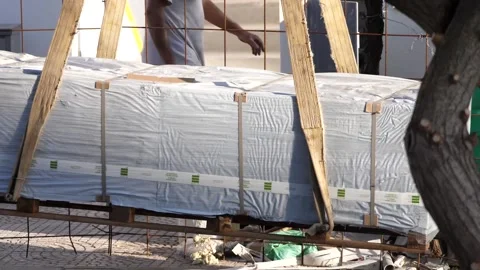 Crane moving, construction site Stock Footage 143001456