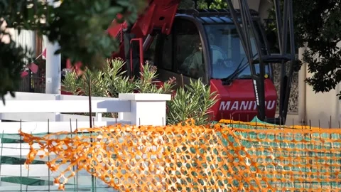 Crane moving, construction site Stock Footage 143001646