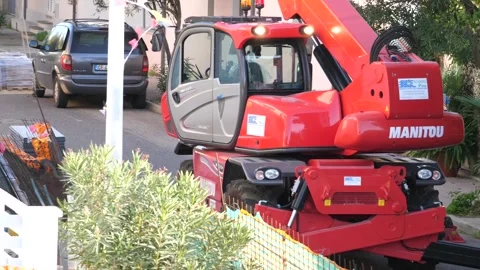 Crane moving, construction site Stock Footage 143001799