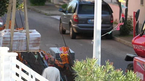 Crane moving, construction site Stock Footage 143001939