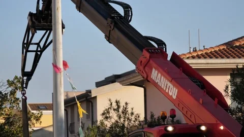Crane moving, construction site Stock Footage 143001971