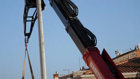 Crane moving, construction site Stock Footage 143001981