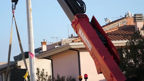 Crane moving, construction site Stock Footage 143001993