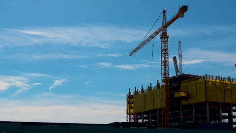 Crane Moving at a Construction Site Stock Footage 240529848