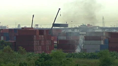 Crane Moving Shipping Containers 스톡 동영상 1089883